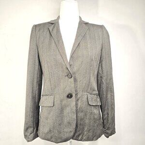 Vintage J Crew Greige Pin Striped Two Button Wool Blazer Jacket
